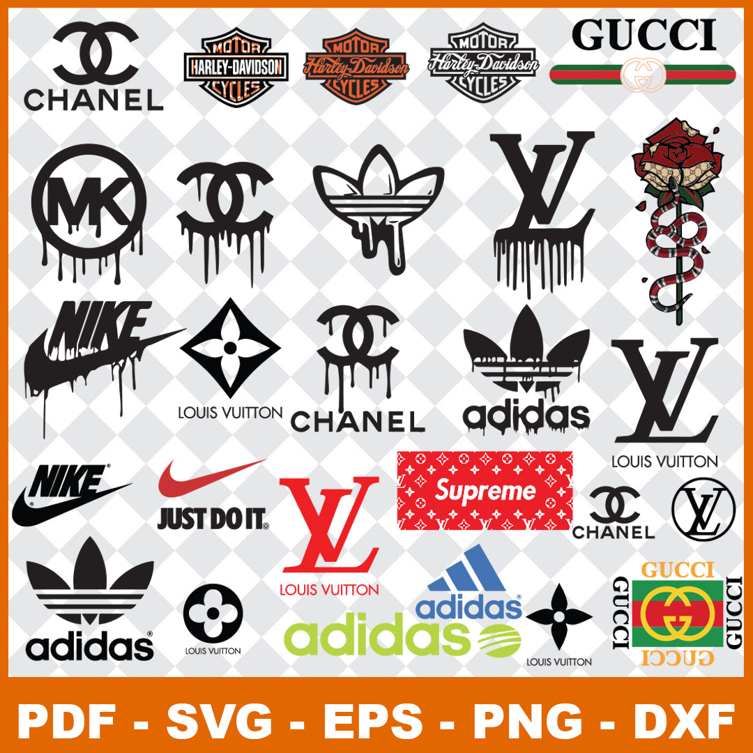 Logo Fashion brand Bundle: Louis Vuitton svg, Chanel svg, Bu