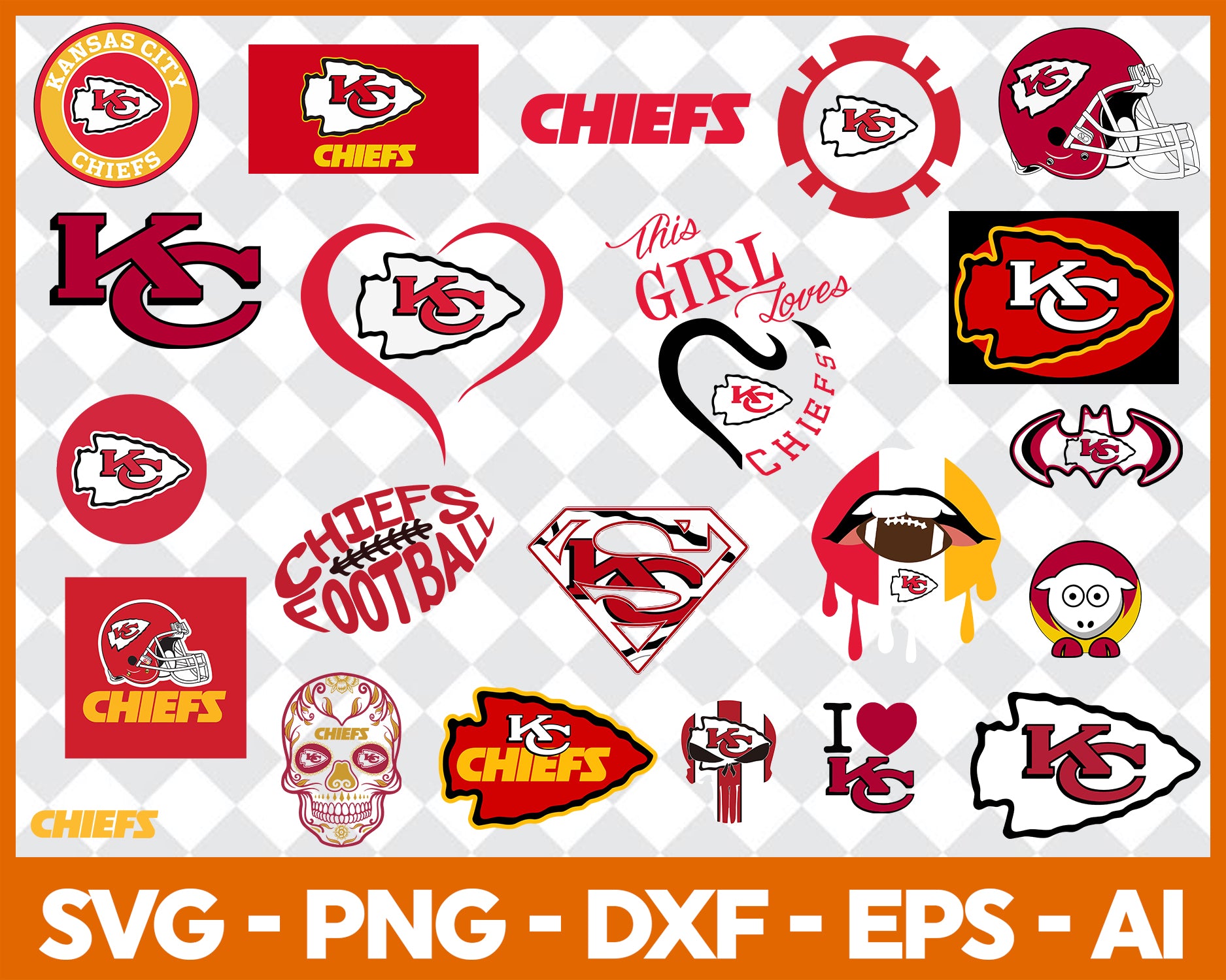 Chiefs SVG, DXF, PNG, EPS - Kansas City Chiefs SVG Cut Files