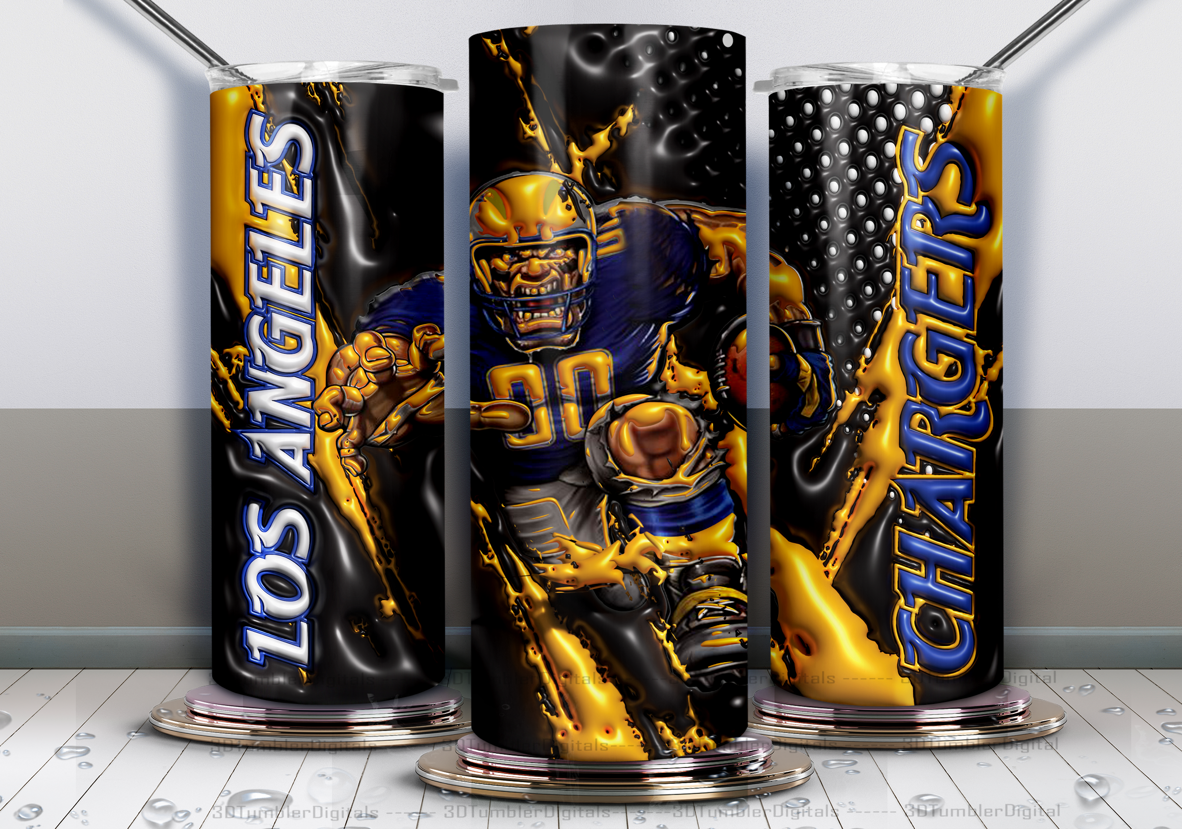 Los Angeles Chargers Mascot Art Tumbler Wrap PNG File Digital Download 