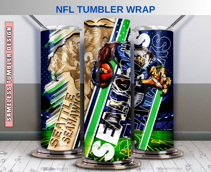 Seahawks Tumbler Wrap , 3D Nfl Tumbler Wrap, Nfl Mascot Tumbler 08