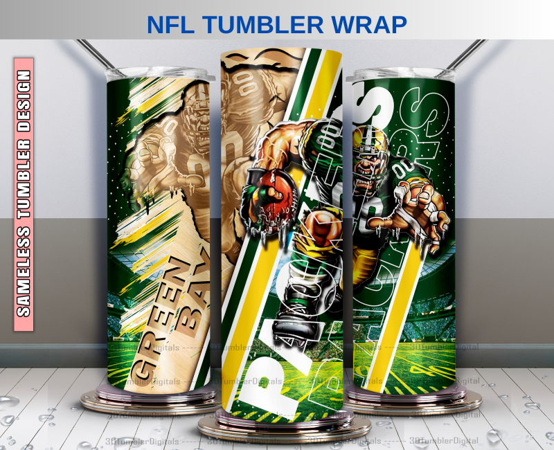 Green Bay Packers 20oz Tumbler Wrap PNG Digital Download