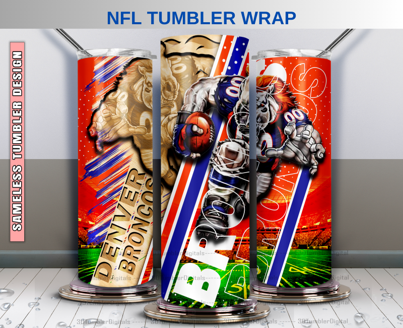 Broncos Tumbler Wrap , Nfl Wood Mascot Tumbler Wrap, Nfl Mascot