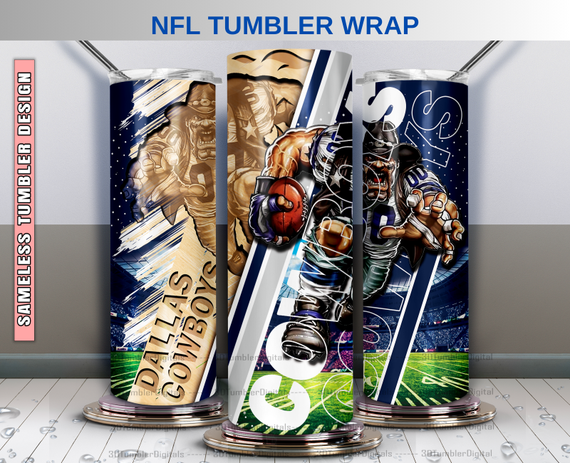Cowboys Tumbler Wrap , Nfl Wood Mascot Tumbler Wrap, Nfl Mascot