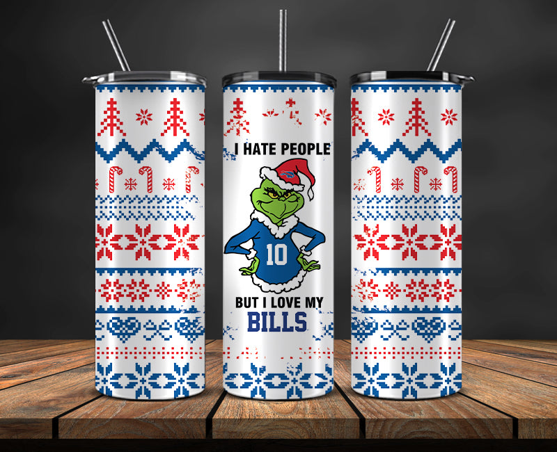 Buffalo Bills Christmas Tumbler Png,NFL Merry Christmas Png, NFL Christmas Tumbler Wrap 100