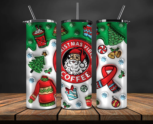 Christmas 20oz Tumbler Wrap PNG, Christmas 3D Inflated Puffy Tumbler Wrap Png, Grinchmas 20oz Png 123