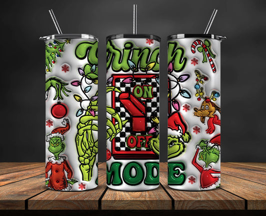 Christmas 20oz Tumbler Wrap PNG, Christmas 3D Inflated Puffy Tumbler Wrap Png, Grinchmas 20oz Png 127