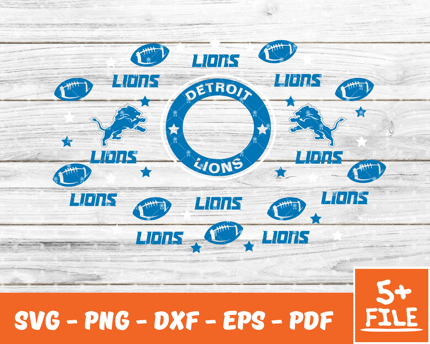 Detroit Lions Full Wrap Template Svg, Cup Wrap Coffee 12