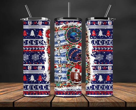 New York Giants Christmas Ho Ho Ho Tumbler Wrap,  NFL Patterns Christmas Png 12