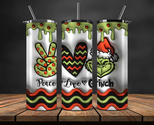 Christmas 20oz Tumbler Wrap PNG, Christmas 3D Inflated Puffy Tumbler Wrap Png, Grinchmas 20oz Png 132