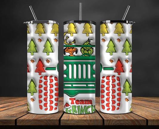 Christmas 20oz Tumbler Wrap PNG, Christmas 3D Inflated Puffy Tumbler Wrap Png, Grinchmas 20oz Png 133