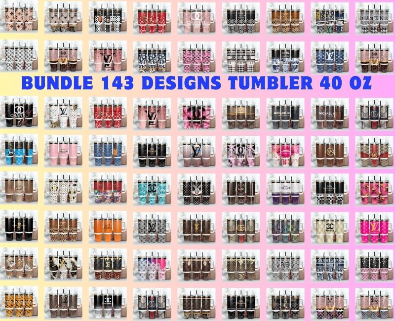 Bundle 143 Designs Logo Fashion Tumbler Wrap 40oz ,Tumbler Wrap with Logo Fashion