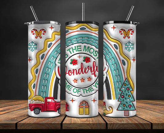 Christmas 20oz Tumbler Wrap PNG, Christmas 3D Inflated Puffy Tumbler Wrap Png, Grinchmas 20oz Png 149