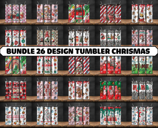 Bundle Christmas 20oz Tumbler Wrap PNG, Christmas 3D Inflated Puffy Tumbler Wrap Png, Grinchmas 20oz Png 154