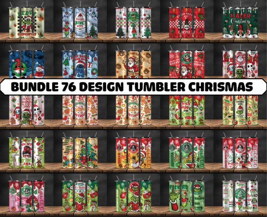 Bundle Christmas 20oz Tumbler Wrap PNG, Christmas 3D Inflated Puffy Tumbler Wrap Png, Grinchmas 20oz Png 156