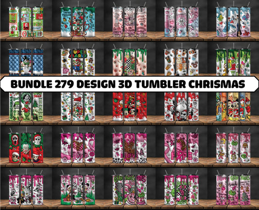 Bundle Christmas 20oz Tumbler Wrap PNG, Christmas 3D Inflated Puffy Tumbler Wrap Png, Grinchmas 20oz Png 157