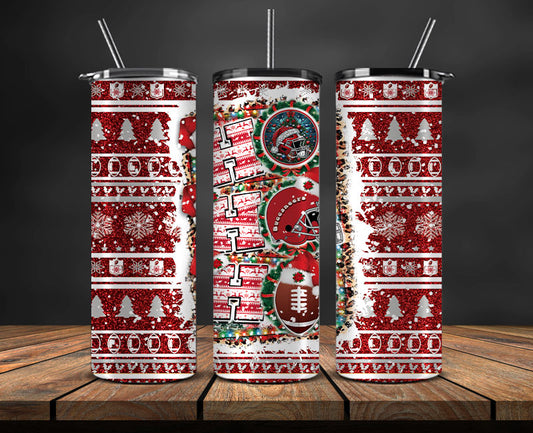 Tampa Bay Buccaneers Christmas Ho Ho Ho Tumbler Wrap,  NFL Patterns Christmas Png 16