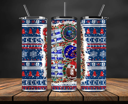 Buffalo Bills Christmas Ho Ho Ho Tumbler Wrap,  NFL Patterns Christmas Png 19