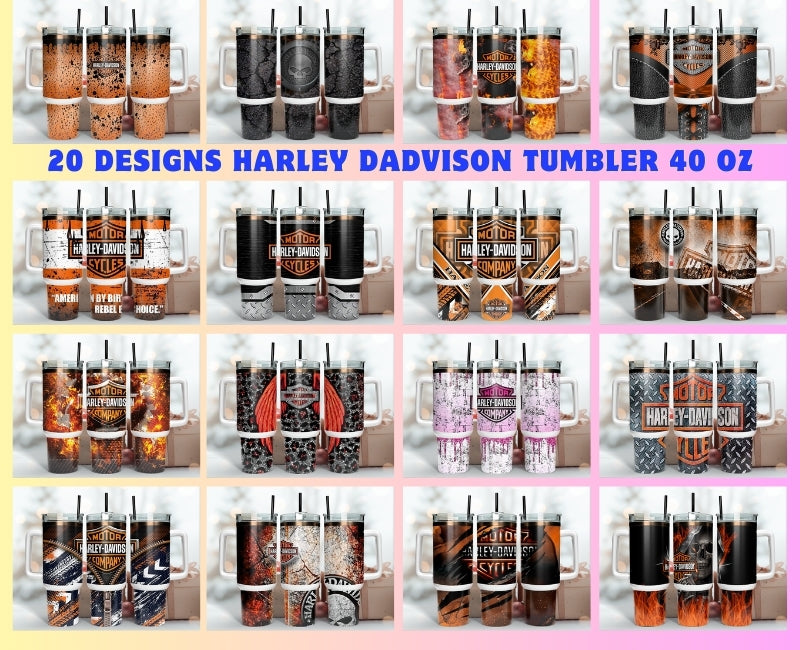 Bundle 20 Designs Harley Davidson Tumbler Wrap 40oz - Download High-Quality PNG 21