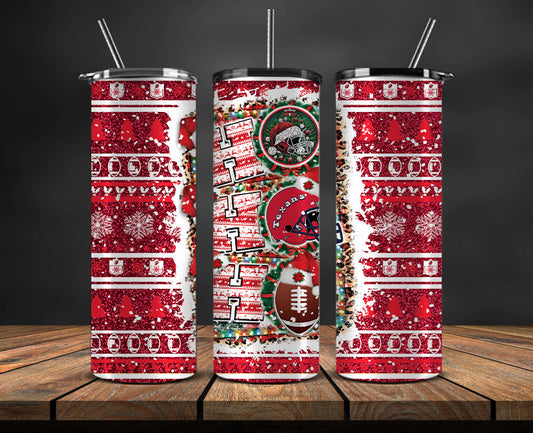 Houston Texans Christmas Ho Ho Ho Tumbler Wrap,  NFL Patterns Christmas Png 22