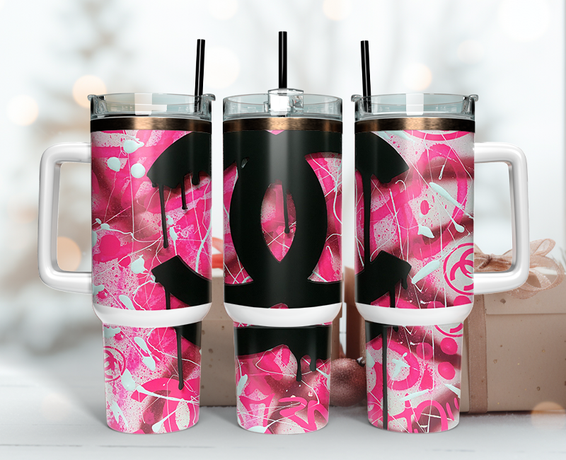 Chanel Tumbler Wrap 40oz,Tumbler Wrap with Logo Fashion - Instant PNG File  22