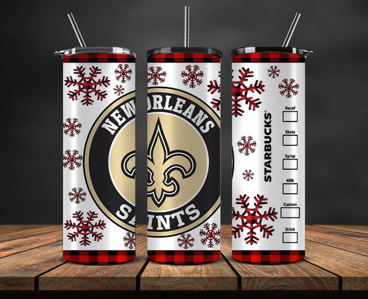 New Orleans Saints Christmas Tumbler Png,NFL Merry Christmas Png, NFL Christmas Tumbler Wrap 23