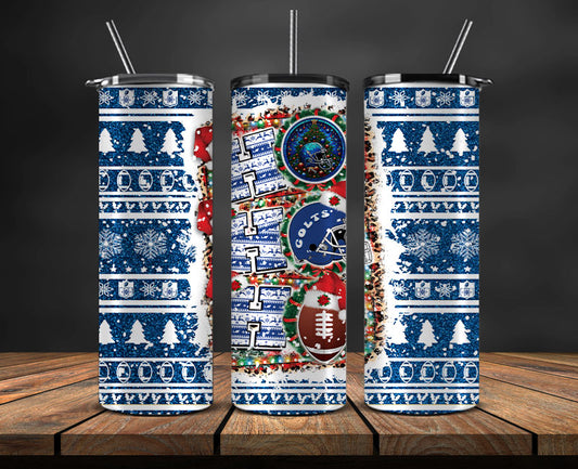 Indianapolis Colts Christmas Ho Ho Ho Tumbler Wrap,  NFL Patterns Christmas Png 23