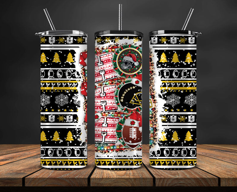 Pittsburgh Steelers Christmas Ho Ho Ho Tumbler Wrap,  NFL Patterns Christmas Png 30