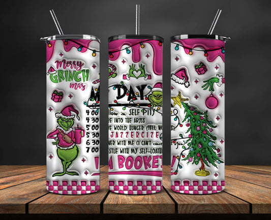 Christmas 20oz Tumbler Wrap PNG, Christmas 3D Inflated Puffy Tumbler Wrap Png, Grinchmas 20oz Png 320