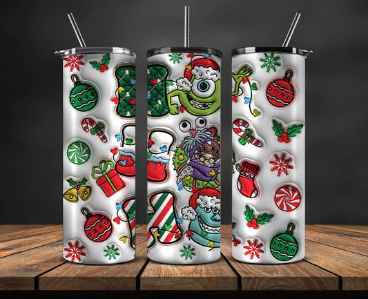 Christmas 20oz Tumbler Wrap PNG, Christmas 3D Inflated Puffy Tumbler Wrap Png, Grinchmas 20oz Png 341