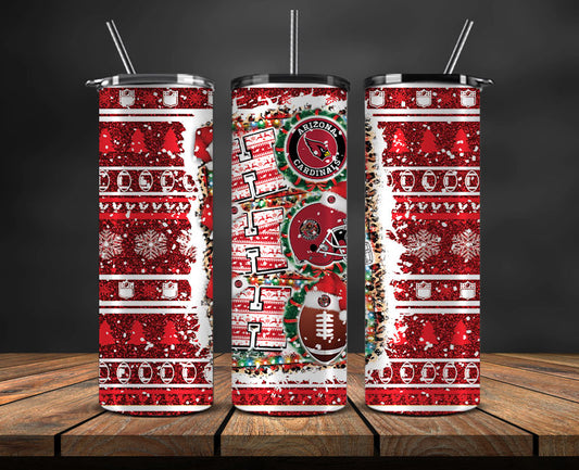 Arizona Cardinals Christmas Ho Ho Ho Tumbler Wrap,  NFL Patterns Christmas Png 34