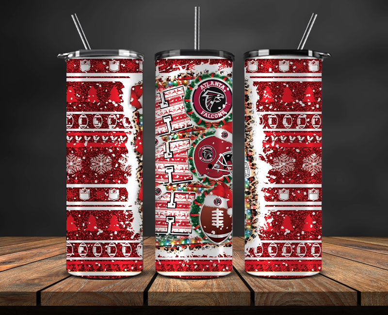 Atlanta Falcons Christmas Ho Ho Ho Tumbler Wrap,  NFL Patterns Christmas Png 35