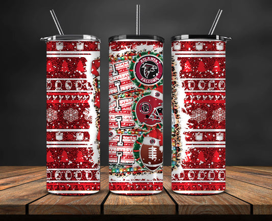 Atlanta Falcons Christmas Ho Ho Ho Tumbler Wrap,  NFL Patterns Christmas Png 35