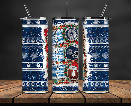 Dallas Cowboys Christmas Ho Ho Ho Tumbler Wrap,  NFL Patterns Christmas Png 38