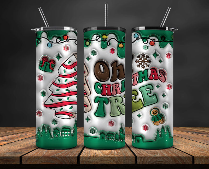 Christmas 20oz Tumbler Wrap PNG, Christmas 3D Inflated Puffy Tumbler Wrap Png, Grinchmas 20oz Png 39