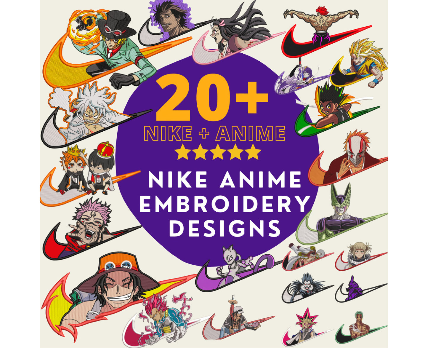 20 NIKE x Anime Embroidery Design Bundle, Anime Embroidery Bundles 03