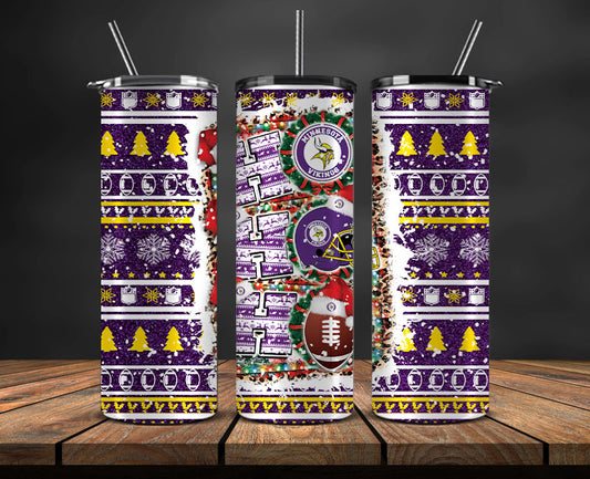 Minnesota Vikings Christmas Ho Ho Ho Tumbler Wrap,  NFL Patterns Christmas Png 42