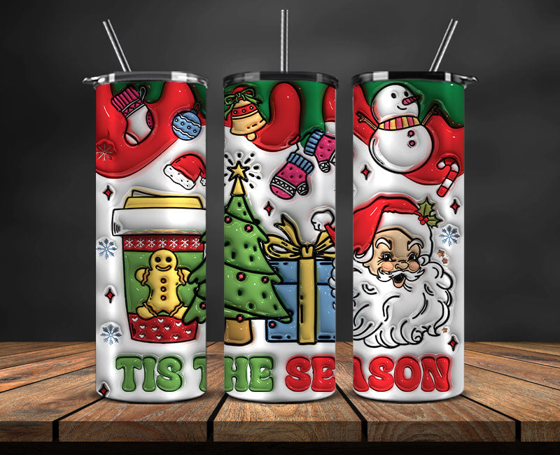 Christmas 20oz Tumbler Wrap PNG, Christmas 3D Inflated Puffy Tumbler Wrap Png, Grinchmas 20oz Png 43