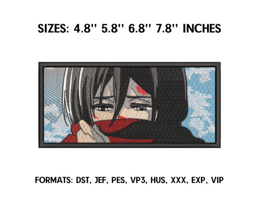 Mikasa Anime Embroidery Design, Digital Anime Embroidery File 04