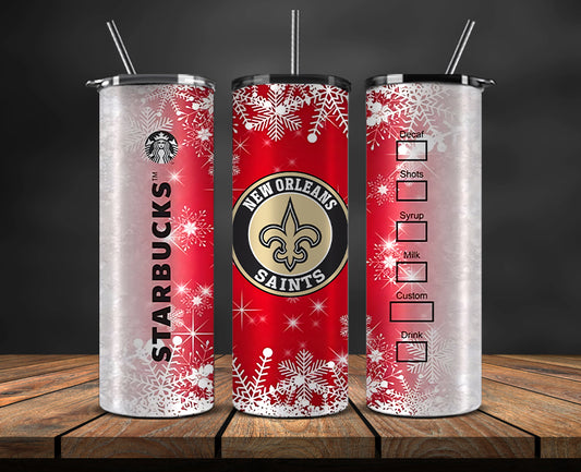 New Orleans Saints Christmas Tumbler Png,NFL Merry Christmas Png, NFL Christmas Tumbler Wrap 55