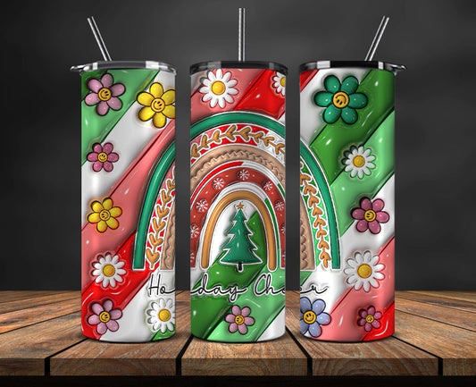 Christmas 20oz Tumbler Wrap PNG, Christmas 3D Inflated Puffy Tumbler Wrap Png, Grinchmas 20oz Png 66