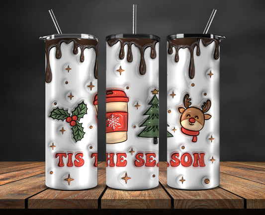 Christmas 20oz Tumbler Wrap PNG, Christmas 3D Inflated Puffy Tumbler Wrap Png, Grinchmas 20oz Png 69