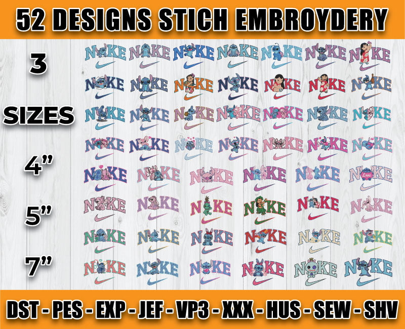 52 Designs Stich Embroidery, Bundle Cartoon Embroidery 07