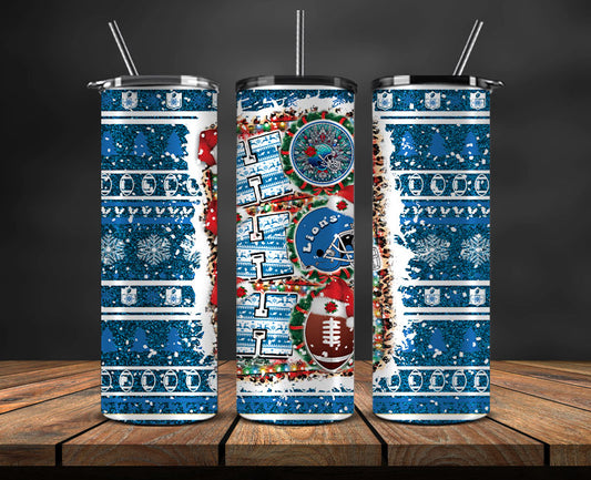 Detroit Lions Christmas Ho Ho Ho Tumbler Wrap,  NFL Patterns Christmas Png 07