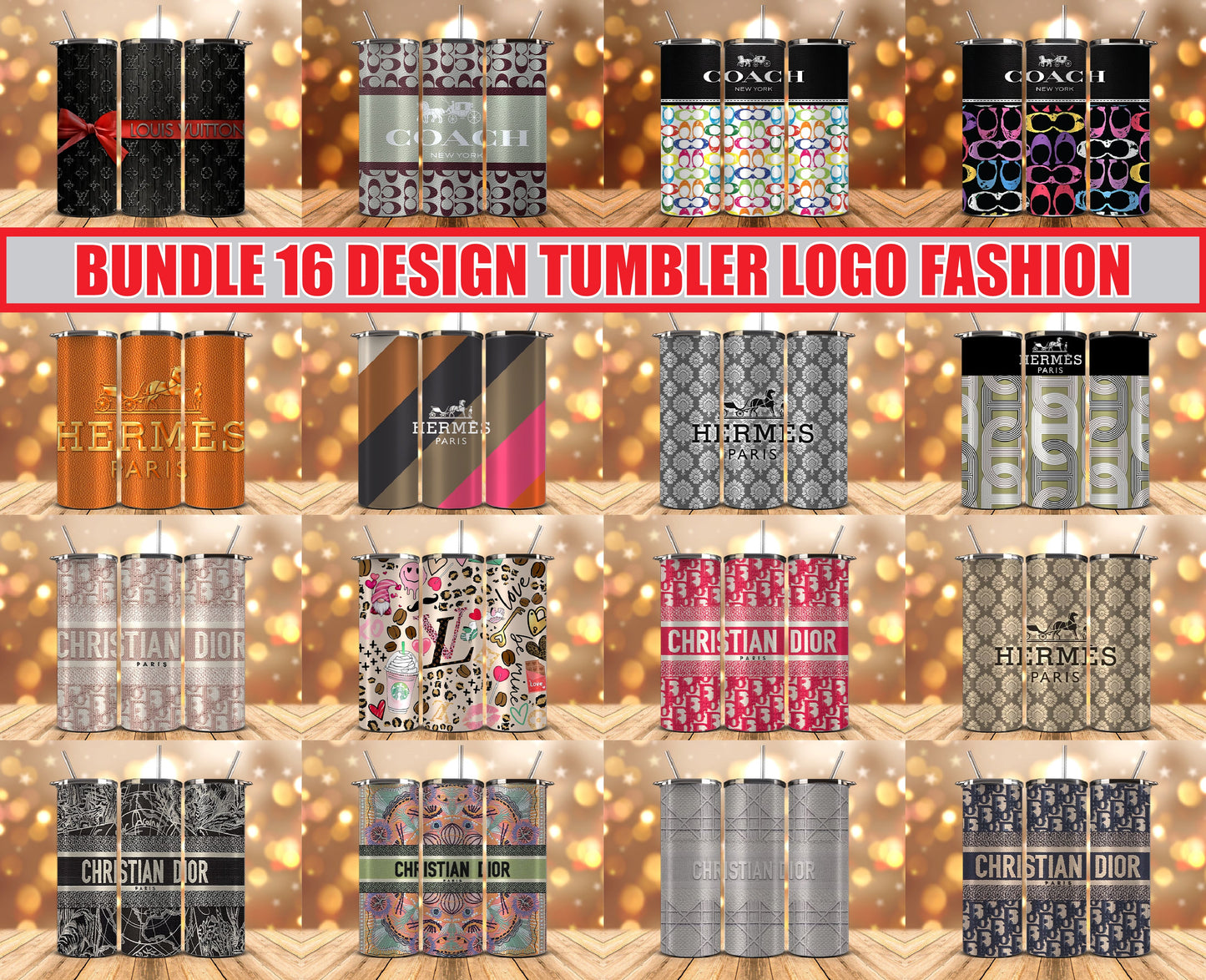 Bundle Logo Fashion Luxury Tumbler Wrap, Full Tumbler Wrap, Tumblers Designs Skinny Straight & Tapered Png 11