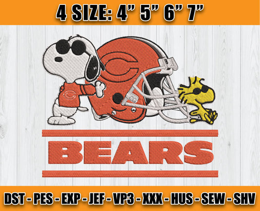 Bears Embroidery, Snoopy Embroidery, NFL Machine Embroidery Digital 130