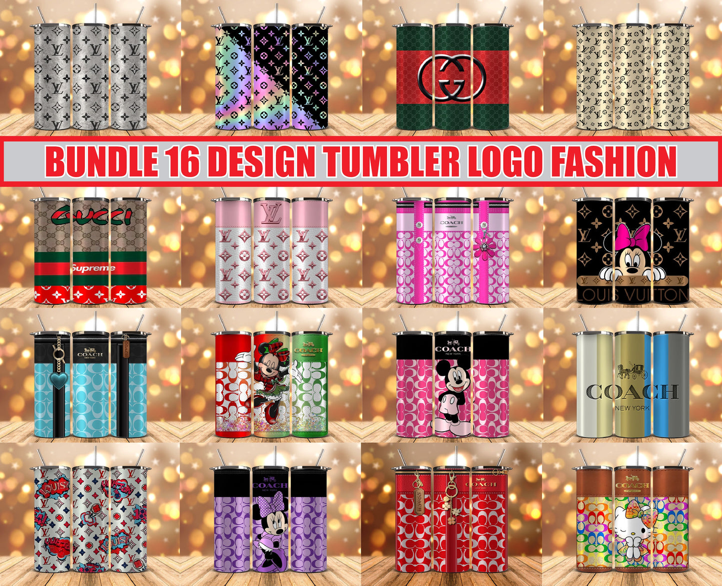 Bundle Logo Fashion Luxury Tumbler Wrap, Full Tumbler Wrap, Tumblers Designs Skinny Straight & Tapered Png 13