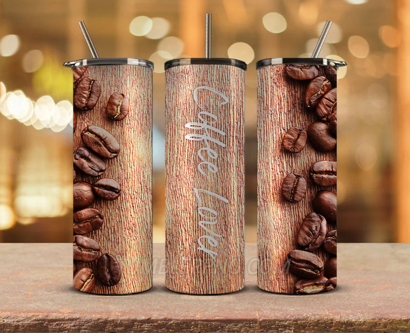 Coffee 20 oz Skinny Tumbler Sublimation Png, Coffee Tumbler Wrap 15