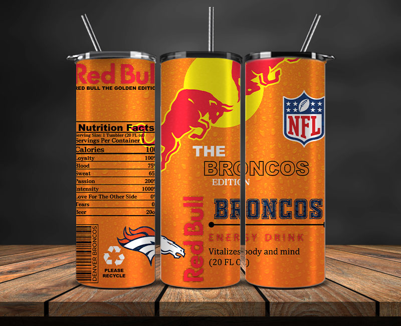 Denver Broncos Tumbler Wraps, NFL Red Bull Tumbler Wrap 16