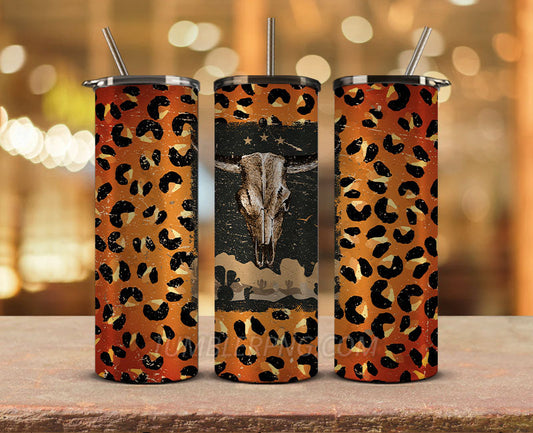 Western Tumbler Design Cowgirl Bull Cow Skull,Cowhide Tumbler Png,Cowhide Skull Western Tumbler Wrap 18