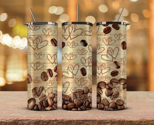 Coffee 20 oz Skinny Tumbler Sublimation Png, Coffee Tumbler Wrap 21